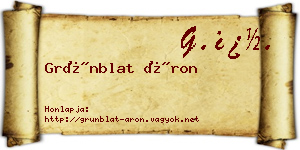 Grünblat Áron névjegykártya